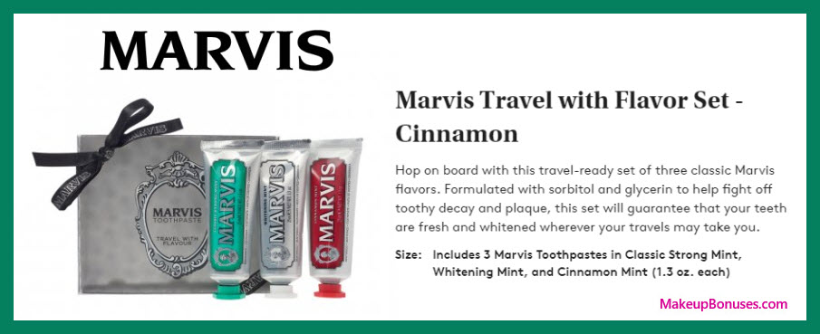 Authorized Retailer Marvis Travel with Flavour Set - MakeupBonuses.com #Dermstore