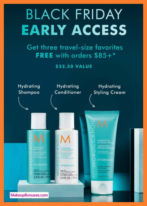 Receive a free 3-pc gift with $85 Moroccanoil purchase #moroccanoil