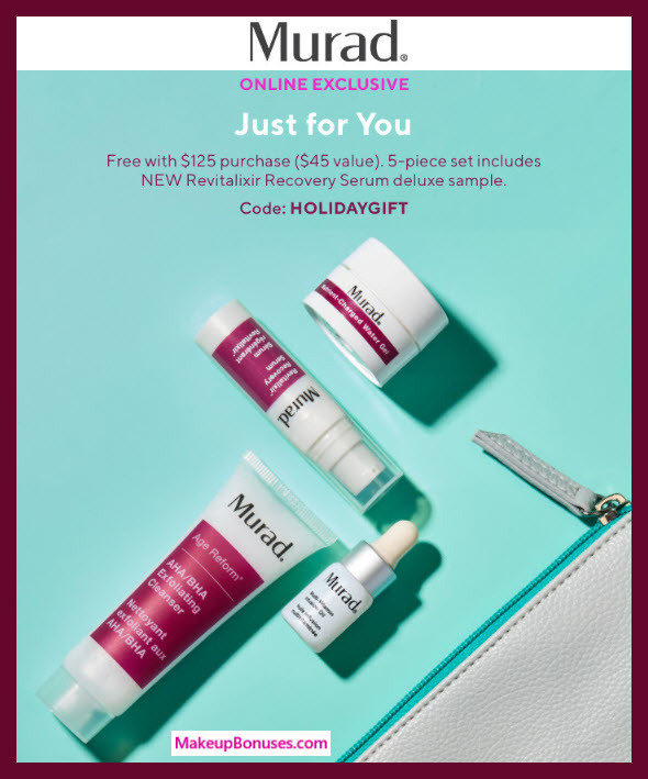 Receive a free 5-pc gift with $125 Murad purchase #muradskincare