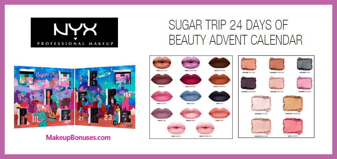 SUGAR TRIP 24 DAYS OF BEAUTY ADVENT CALENDAR - MakeupBonuses.com #NYXcosmetics #UltaBeauty #