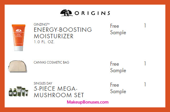 Receive a free 6-pc gift with $55 Origins purchase #origins