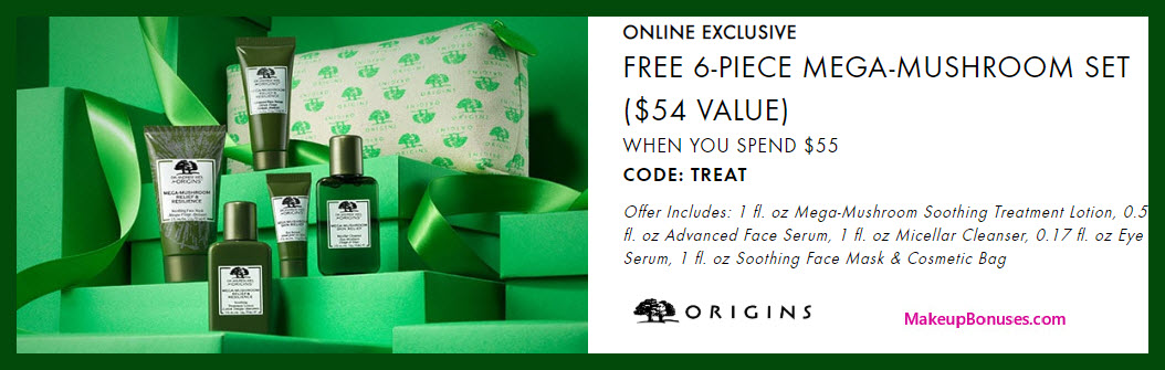 Receive a free 6-pc gift with $55 Origins purchase #origins