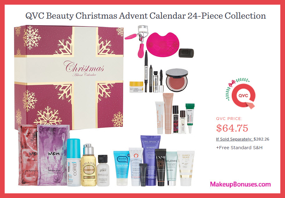 Beauty Christmas Advent Calendar 24-Piece Collection - MakeupBonuses.com #QVC