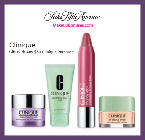 Receive a free 4-pc gift with $50 Clinique purchase #saks