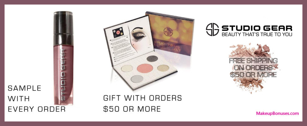Receive a free 5-pc gift with $50 Studio Gear purchase #SGearCosmetics