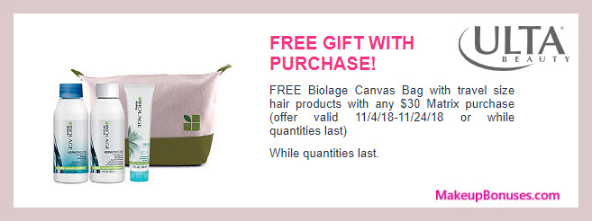Receive a free 4-pc gift with $30 Matrix purchase #ultabeauty