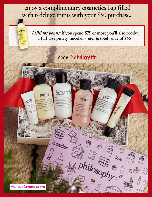 Receive a free 7-pc gift with $50 philosophy purchase #lovephilosophy