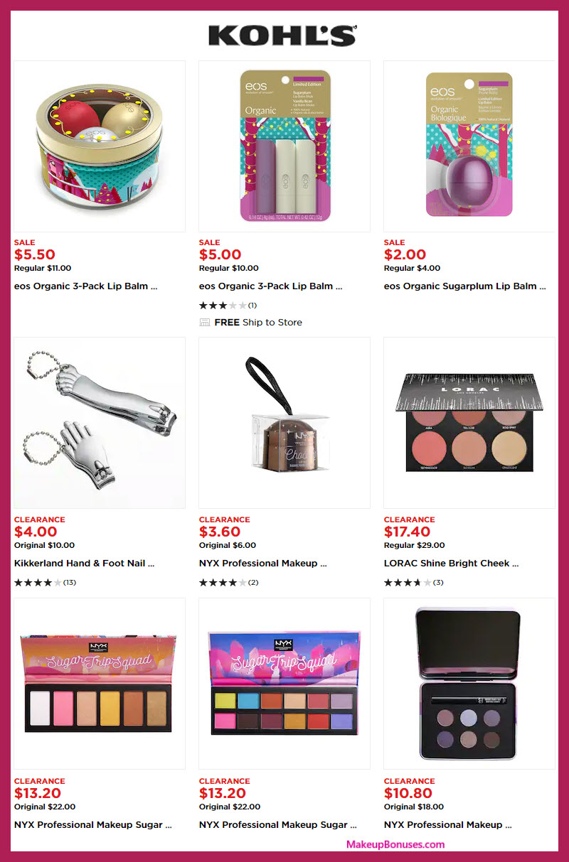 Kohl's Beauty Holiday Clearance SALE (eos, NYX, LORAC + more!) #MakeupBonuses #Kohls #eos #NYXcosmetics