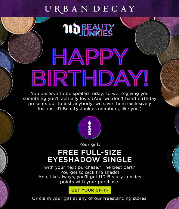 Urban Decay 2017 Free Birthday Gift