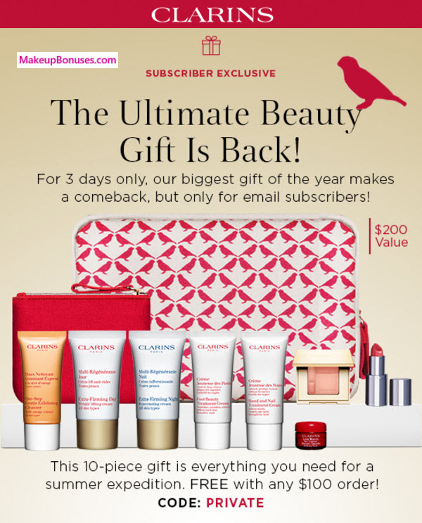 Clarins 10piece Free Gift with Purchase Makeup Bonuses