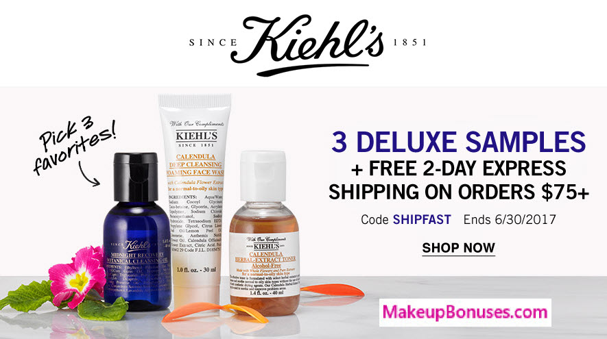 Kiehl's 3-piece Free Bonus Gift with Purchase & Promo Code SHIPFAST at
