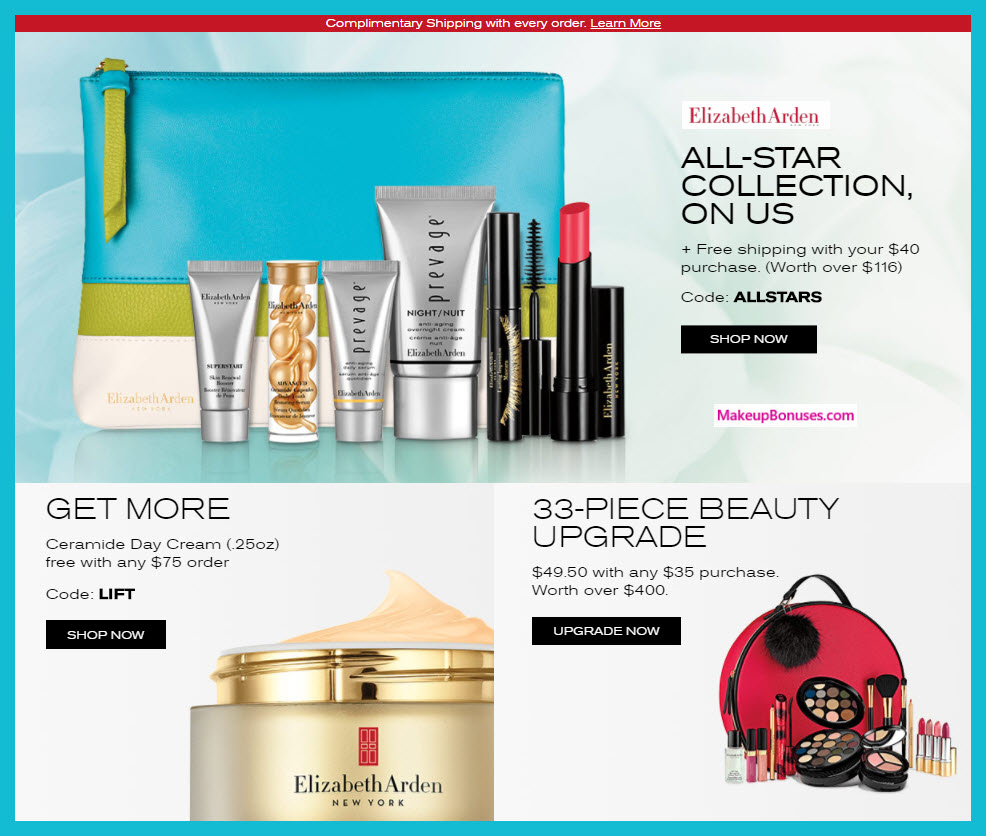 Elizabeth Arden 7-piece Free Bonus Gift - Makeup Bonuses