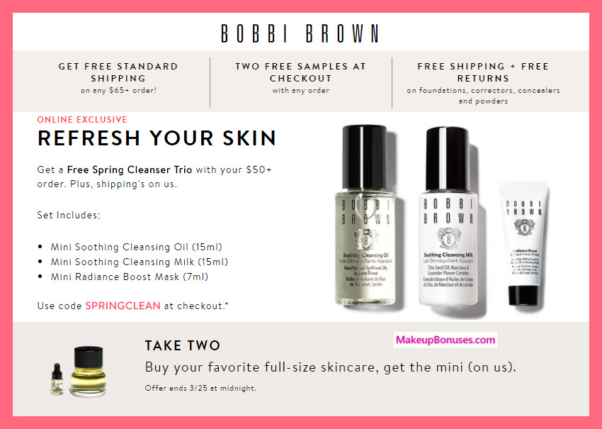 Bobbi Brown 3-piece Free Bonus Gift - Makeup Bonuses