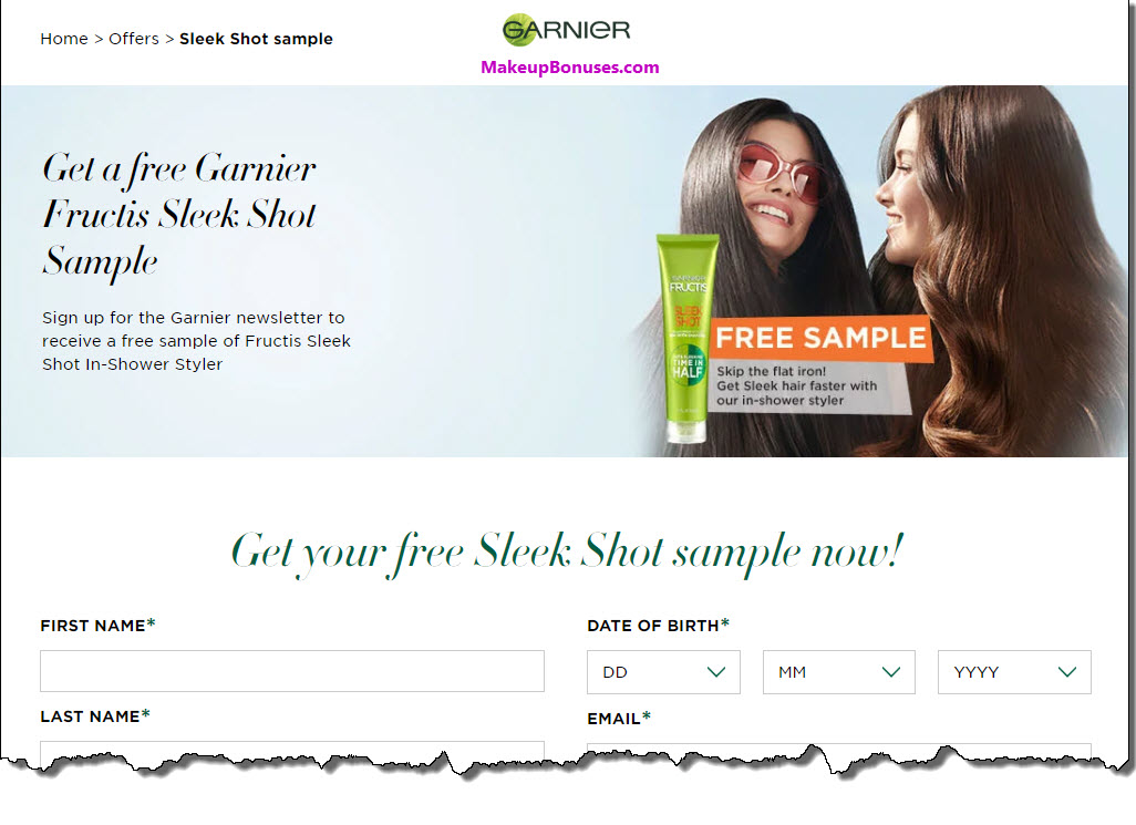 Garnier Free Sample - MakeupBonuses.com